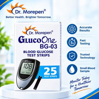 Dr. Morepen GlucoOne BG03 Blood Glucose Test Strips 25's - Blood Glucose Monitors/Test Strips
