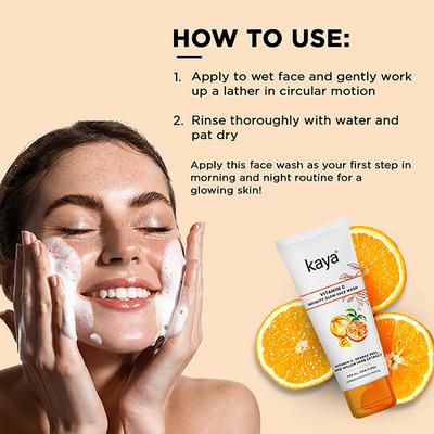 Kaya Vitamin C Face Wash - For Clear & Clean, Glowing, Youthful, Radiant & Hydrated Skin, All Skin Type 100 ml - Face Wash & Cleansers