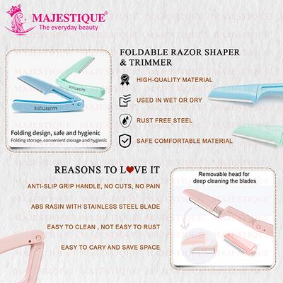 Majestique Foldable and Reusable Facial Hair Razor for Face, Eyebrows, Upper Lip - Multicolor 1's - Cleansing Brushes