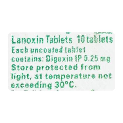 Lanoxin 0.25mg Tablet 10'S - Arrhythmiasis
