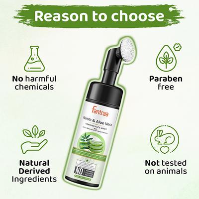 Fantraa Neem & Aloe Vera Foaming Face Wash with Built 150 ml - Face Wash & Cleansers