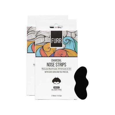 FURR Charcoal Blackhead Remover Nose Strips - Reduces Blackheads, Oil and Dirt - Aloevera and Tea Tree Infused 6's - Face Wash & Cleansers