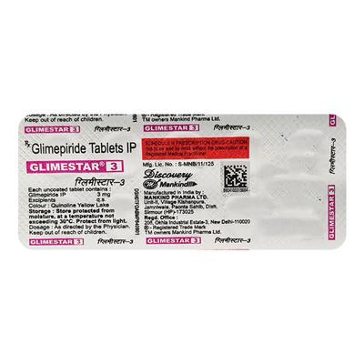 Glimestar 3mg Tablet 10'S - Diabetes-Ant