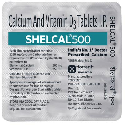 Shelcal-500 Tablet 15's - Calcium And Minerals