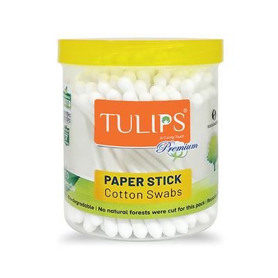 Tulips Premium Paper Stick Cotton Buds Jar 100's - Cotton Balls