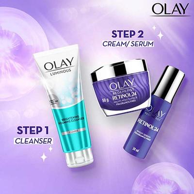 Olay Retinol Kit for Overnight Repair - Retinol Cream with Free Cleanser, 24h Hydration 1's - Night Cream