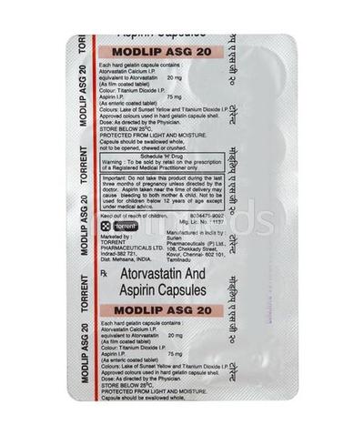Modlip Asg 20mg Capsule 10'S - High Cholesterol-Dys