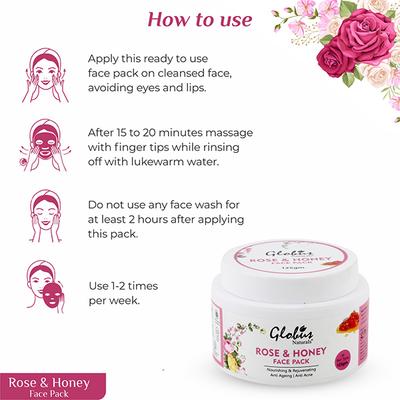 Globus Naturals Rose & Honey Nourishing & Rejuvenating Face Pack 125 gm - Face Packs