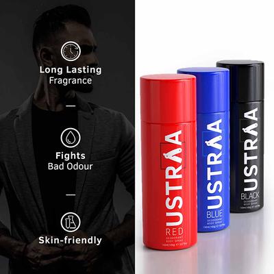 Deodorant Body Spray- RED, BLACK, BLUE - Set of 3 450 ml - Deodorants/Roll-Ons