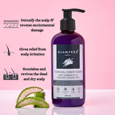 Glamveda Anti Dandruff and Healthy Hydration Charcoal Conditioner 300 ml - Conditioners