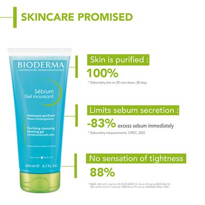 Bioderma Sebium Gel Moussant Tube 200 ml - Face Wash & Cleansers