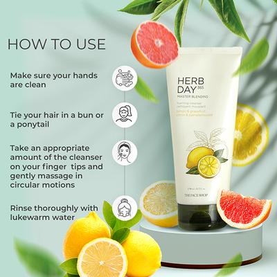 The Face Shop Herb Day 365 Master Blending Foaming Cleanser Lemon & Grapefruit 170ml - Face Scrubs
