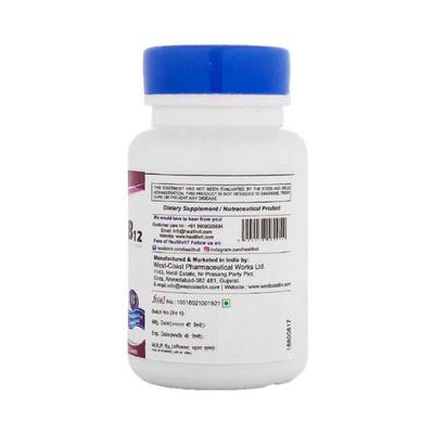 Healthvit Vitamin B12 500mcg For Vitamin b12 Deficiency- Tablets 60's - Multi-Vitamins