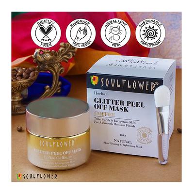 Soulflower Glitter Peel Off Mask - Coffee Caffeine 100 gm (N) - Masks & Peels