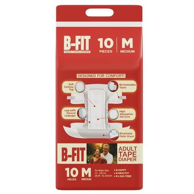 B-Fit Adult Economy TAPE Diaper (M) 10's - Adult Diapers & Pads