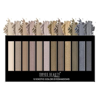 Swiss Beauty Pro 12 Exotic Color Eyeshadows - Western) 18 gm - Eyeshadow, Bases & Primers