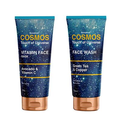 Cosmos by Bewakoof Hydrating Face Mask with Avocado, Vitamin C AND Face Wash with Green Tea, Copper Combo 200 ml - Face Packs