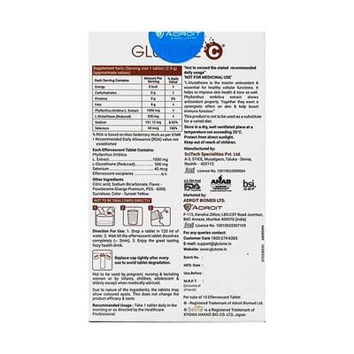 Glutone C Effervescent Tablet 15'S - Supplements-Sup