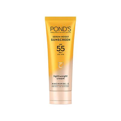 Ponds Serum Boost Sunscreen SPF 55 PA++ UVA UVB Niacinamide - C Lightweight Cream 100gm - Body Sunscreen
