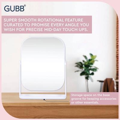 GUBB Vanity Mirror with Storage Tray for Accessories, Rotating Table Mirror - White 1's - Others
