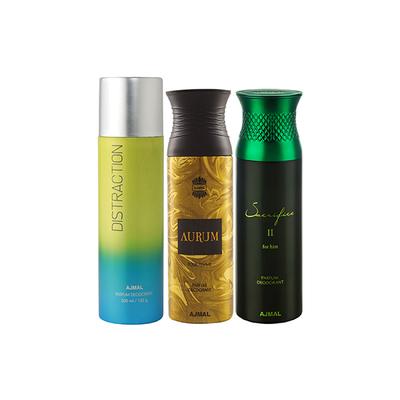 Ajmal 1 Distraction, 1 Aurum Femme And 1 Sacrifice II For Him Deodorants Pack of 3 200 ml - Deodorants/Roll-Ons