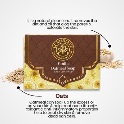 Luxuriate Vanilla Oatmeal Soap Bar for Relieves Skin Itching and Irritation. 125 gm - Soaps