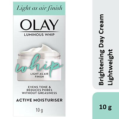 Olay Luminous Whip Light As Air Finish Evens tone & Reduce Pores without Greasincess Active Moisturiser 10gm - Face Moisturizers