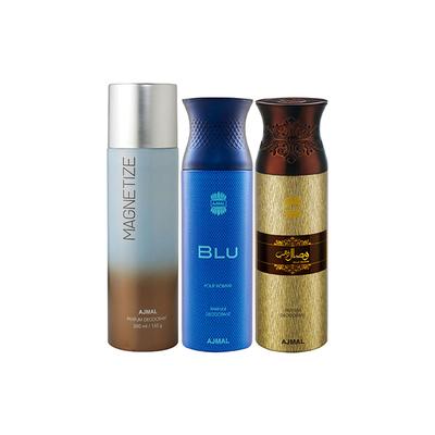 Ajmal 1 Magnetize, 1 Blu Homme And 1 Wisal Dhahab Deodorants Pack of 3 200 ml - Deodorants/Roll-Ons