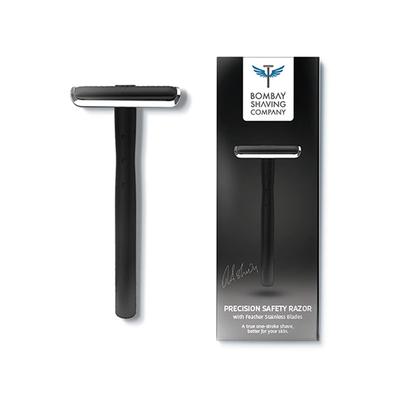 Bombay Shaving Company Black Precision Safety Razor (with 5 Platinum Coated Feather Blades) 200 gm - Razors & Cartridges