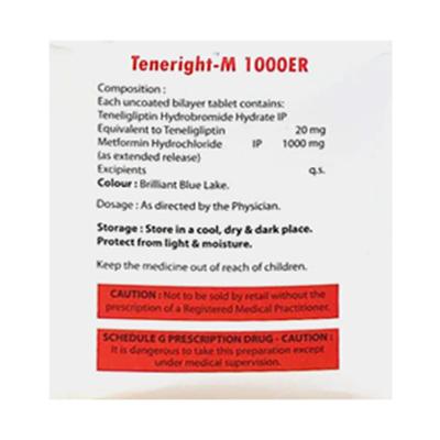 TENERIGHT M 1000 ER Tablet 10's - Diabetes-Ant