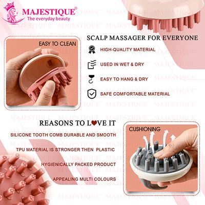 Majestique Body Bath Silicone Shampoo Massager, Hair Scalp and Head Care Massage - Multicolor 1's - Massagers