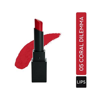 SUGAR Cosmetics Nothing Else Matter Longwear Lipstick - 05 Coral Dilemma (Bright Orange Red) 3.2 gm - Lipsticks