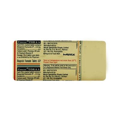 Concor Cor 2.5mg Tablet 10'S - Hypertension-Bet