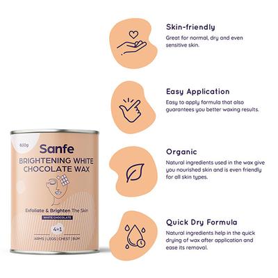 Sanfe Brightening Wax - White Chocolate 600 gm - Hair Removal Accessories