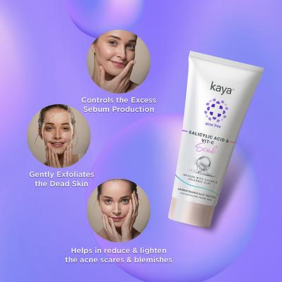 Kaya Salicylic Acid Vit. C Scrub, For Exfoliation, For Oil & Acne Prone Skin 75 ml - Scrubs & Exfoliants