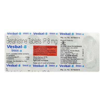 Vesbal 8mg Tablet 10'S - Vertigo-Ant