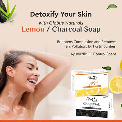 Globus Naturals Detoxifying Lemon & Charcoal Soap 200 ml - Soaps