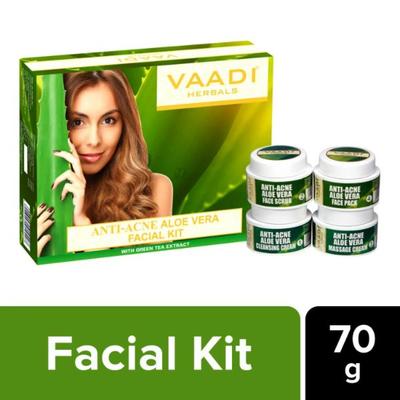 Vaadi Herbals Anti-Acne Aloe Vera Facial Kit with Green Tea Extract 70 gm - Facial Kits