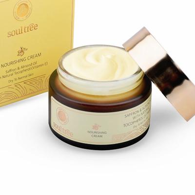 SoulTree Nourishing Cream - Saffron & Almond Oil with Natural Tocopherol Vitamin E 50gm - Day Cream