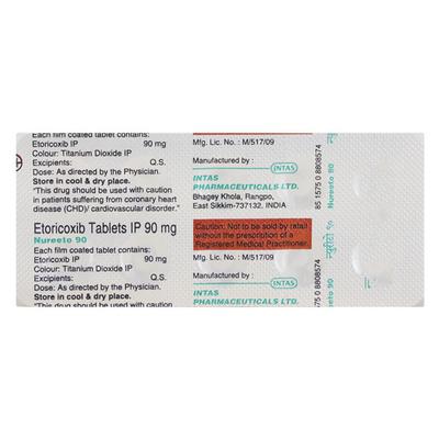 Nureeto 90mg Tablet 10'S - Pain relief-Nsa