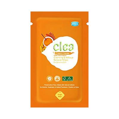 Clea Cleansing & Makeup Remover Wet Wipes (Haldi & Chandan) (10's Sachets/Pack) 1's - Make Up Removers