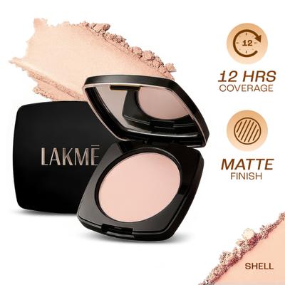 Lakme Forever Matte Compact, Smooth Finish, Lasts for 12 Hrs, Even Toned Look, Shell, 9 gm - Compact Powder