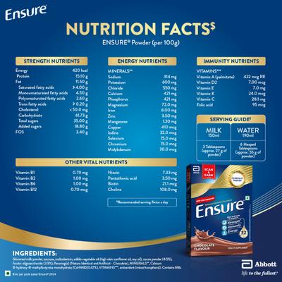Ensure Nutritional Powder - Chocolate Flavour 200 gm (Refill Pack) - Daily Health Drinks