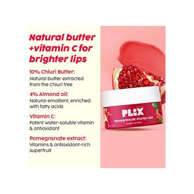 PLIX Pomegranate Lip Care Combo, Exfoliating Scrub and Plumping Lip Mask For Dark, Dry & Chapped Lips, Cocoa Butter & Chiuri Butter, Vitamin C & E 15gm each 2's - Lip Stains & Tints