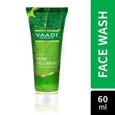 Vaadi Herbals Anti-Acne Neem Face Wash With Tea Tree Extract 60 ml - Face Wash & Cleansers