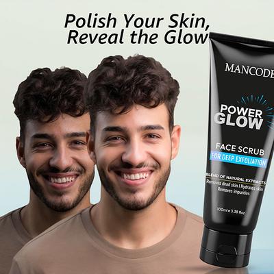Mancode Power Glow Face Scrub for Men - Deep Exfoliation & Hydration with Natural Ingredients 100 gm - Scrubs & Exfoliants