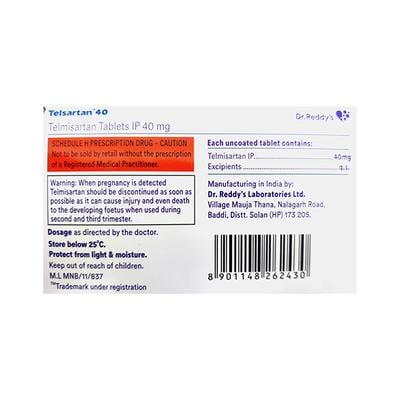 Telsartan 40mg Tablet 15'S - Hypertension-Ang