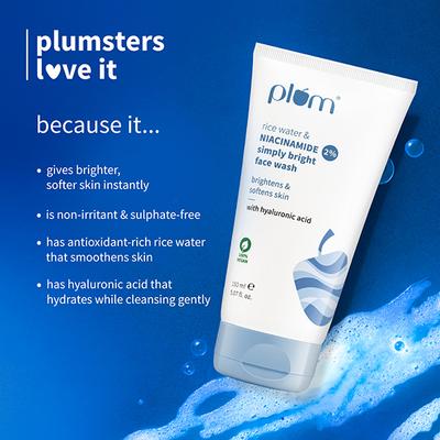 Plum 2% Niacinamide Face Wash With Rice Water For Bright, Soft Skin Gentle,Non-drying formula 150 ml - Face Wash & Cleansers