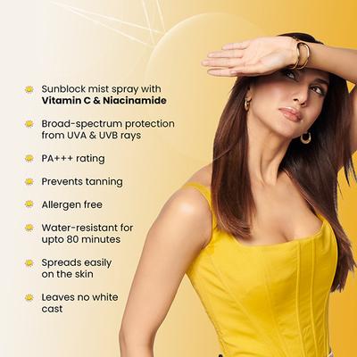 Fixderma Shadow Dewy Sunscreen SPF 50 Spray PA+++ for UVA and UVB Protection 50 ml - Body Sunscreen