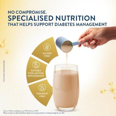 Ensure Diabetes Care Powder - Wholesome Wheat Flavour 375 g (Refill Pack) - Nutrition Powders